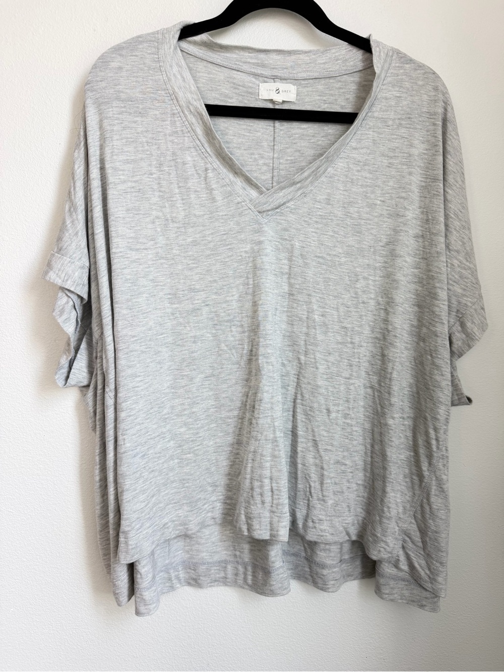 LOFT Light Gray V-Neck Short Sleeve Tee